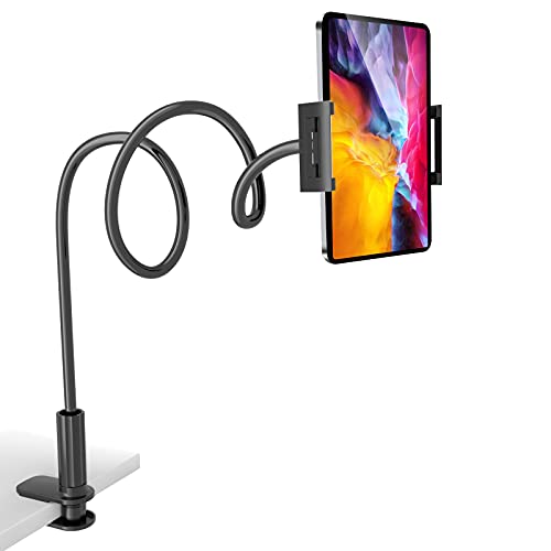 Image of Phone Holder for Bed,360 Flexible Lazy Tablet Stand for Desk,with Adjustable 39.4 inch Long Arm Clamp Bracket Mount Stand for 4.7~10.5 inch iPhone /iPad Air /Pro /mini /Tablet /Switch,Black