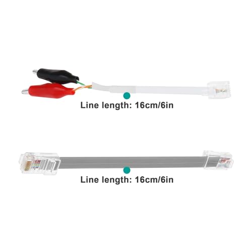 Be In Your Mind 2 Sets Ersatzkabel für Drahttester, LAN-Netzwerk-Testkabel, 16 cm, Telefonleitungstestdraht mit Krokodilklemmen, RJ11, RJ45-Stecker