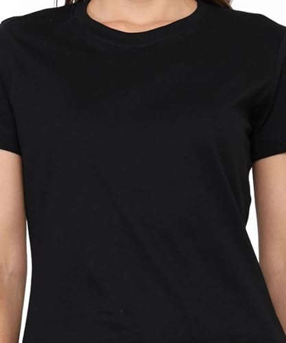 Image of Round Neck T-Shirt Top for Women | Combed Bio-Washed Ring Spun Cotton | Plain | Short Sleeves