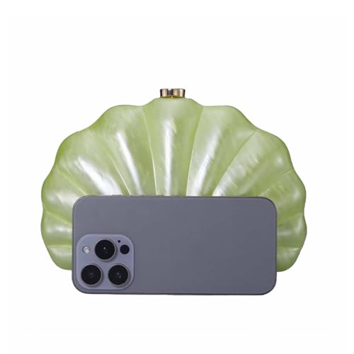 Image of Women Pearl Shell Acrylic Clutch Shell Purse Chain Shoulder Bag Ladies Wedding Clutch Prom Evening Handbag