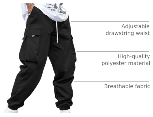Image of ZAFUL Men's Streetwear Cargo Pants with Flap Pockets & Drawstring Elastic Waist - Casual & Techwear Joggers