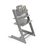 Tripp Trapp High Chair from Stokke, Storm Grey - Adjustable, Convertible Chair for Children & Adults - Includes Baby Set with Removable Harness for Ages 6-36 Months - Ergonomic & Classic Design