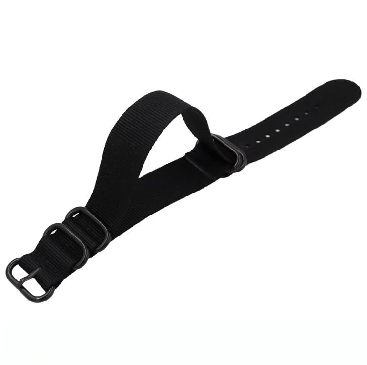 Image of Lineon 20mm & 22mm Black Buckle Nylon Vintage Style NATO Watch Strap ONE WAY NATO Nylon STRAP Imported Quality With Pins and Pin Remover Tool (Include)