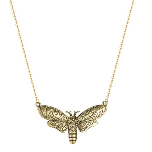 Collier Hawkmoth Tête de la Mort pendentif unisex Halloween bijoux femmes monos
