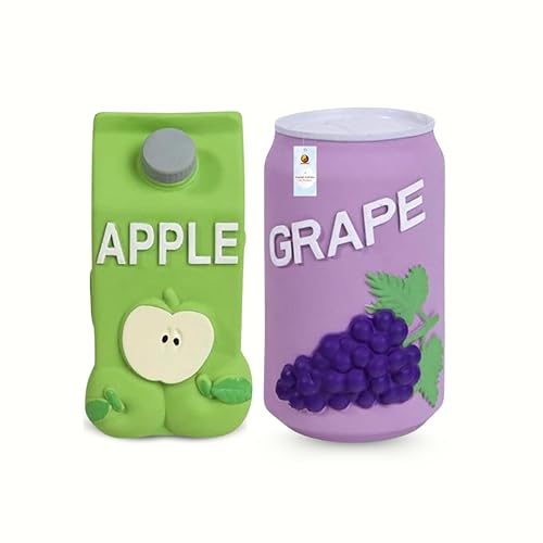 Image of Foodie Puppies Natural Latex Squeaky Play Drink Chew Toy Combo of 2 (Grapes and Apple Juice Toy) for Small to Medium Dogs | Durable, Interactive, Fetch & Chew Safe Play Toy