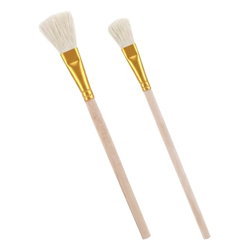 2Pcs Gilding Brush Goat Hair Paint Brushes for Gold Leaf Goat Hair Blending Mop Brushes Leaf Sweeper for Gold Leaves Sheets