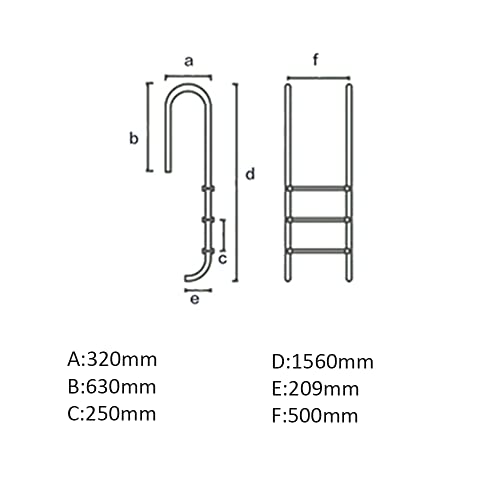 Escalera para piscina de acero inoxidable, 3 peldaños antideslizantes miniatura 6
