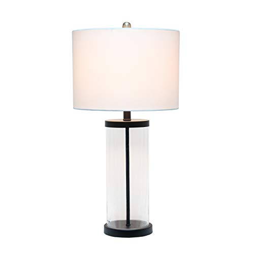 Elegant Designs LT3323-BLK Modern Coastal Style Enclosed Clear Glass Metal Table Lamp, Black - Image 2