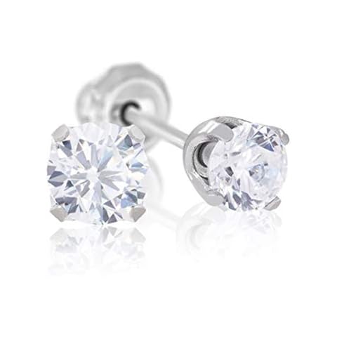 Hypoallergenic Titanium 4mm Crystal Bezel Set Piercing Earrings- Earrings Set Hypoallergenic for Women Men - Sterile Hypoallergenic Earrings For Sensitive Ears (3mm Stainless Steel CZ) Cover