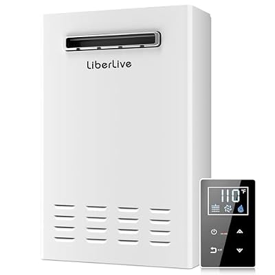 Natural Gas Tankless Water Heater, Outdoor Installation, Up to 5.3 GPM 130000 BTU On Demand Residential Natural Gas Instant Hot Water Heater Outdoor with Remote Controller, 110V,CSA Certificated,White