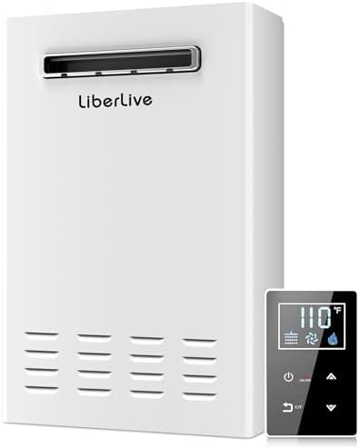 Natural Gas Tankless Water Heater, Outdoor Installation, Up to 5.3 GPM 130000 BTU On Demand Residential Natural Gas Instant Hot Water Heater Outdoor with Remote Controller, 110V,CSA Certificated,White