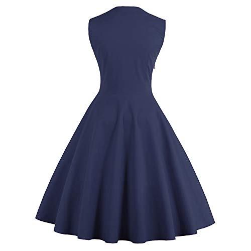 Image of Women Vintage Polka Dot 1950s Rockabilly Halter Audrey Dress Retro Floral Evening Cocktail Swing Dress