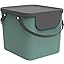 Rotho Albula 40L Kitchen Waste Separation Bin - Stackable, BPA-Free, With Flap & Labels, Dark Green/Anthracite
