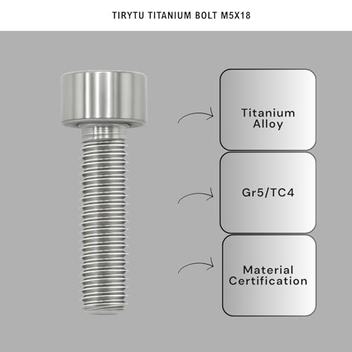Image of Titanium Bolts M5x18, Nature Color, 6PC | Lightweight Hex Socket Screws, MTB /Road Bike /Motorcycle, Corrosion Resistant, Marine Grade Fasteners