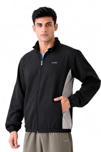 Image of FITINC Men's Sports Jacket | Regular Fit | Full Zip | Zipper Pockets | Jacket for Gym, Running, Cycling & Travel