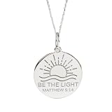WORLD WIDE GEMS Collana con ciondolo a moneta incisa Be The Light da 24 mm con catena a maglie da 18 pollici | Argento Sterling 925 | Gioiello regalo unisex | WW_PNDN_2028