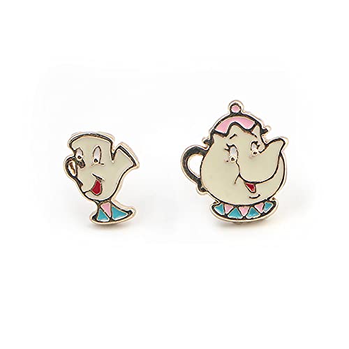 Dream Water Anime Cartoon Metal Beauty And The Beast Cup Stud Earrings Gifts For Girl Woman #TOP2