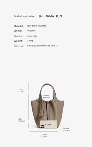 Leather Handbags, Bucket Bags, Vegetable Baskets, Bridal Wedding Bags（ silver buckle brown，20 * 16 * 19CM）2