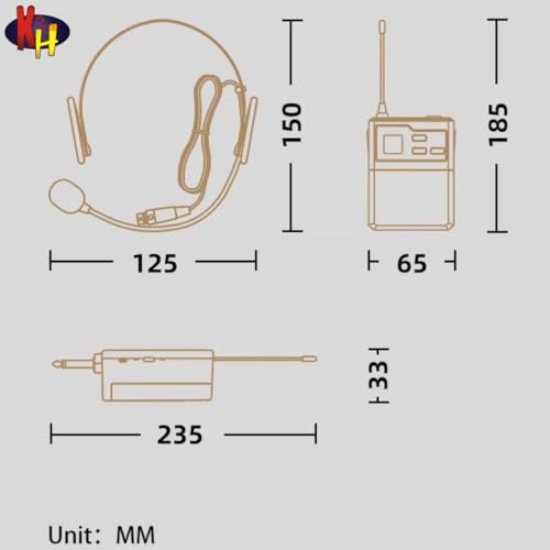 Image of kh UHF All-in-One Wireless Microphone System, 100ft Long Range Clip-On Lavalier & Headset Mic, Waist Pack Transmitter with Receiver for Karaoke, Church, Speech & Public Speaking (Duel Headset)