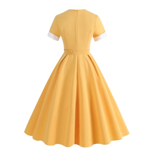 Women's 1950s Retro Dress Short Sleeve Swing Midi Dress Cocktail Dress 50s Style Dresses for Women Vintage - Image 3