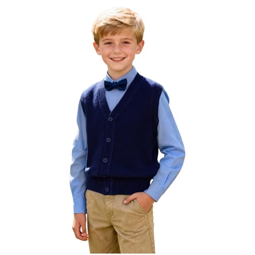 Uniform Shirts for Men Boys Sweater Vest Size 2-15 Fall Winter Sleeveless School Uniform Vests Warm Soft Knit Tops Cotton Outfits Girls