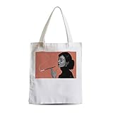 Flessibile e resistente French Unicorn Tote bag - Borsa Shopping Audrey Hepburn, attrice Hollywood Star, vernice nera su sfondo rosa, bianco, 38 x 42 cm