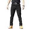 Pantalon Tactique Homme Cargo Treillis Militaire Randonnée Chasse Pantalons de Travail Cargo Tactique Stretch Extensible Couleur Unie Loisirs D'extérieur avec Poches Pantalon de Travail (02 Black, L)