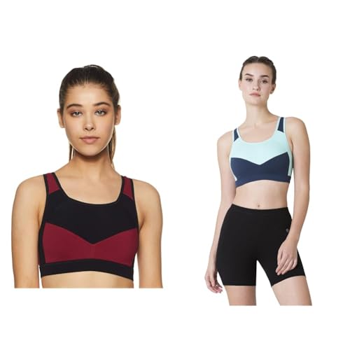 Image of Van Heusen Women's Cotton Sports Bra | Racerback | Medium Impact | Anti‑Bacterial Tech | Keeps you dry and Fresh | Sweat Absorbent | Ideal for Workout & Gym | Lightly padded | Slip -on Bra| Style 44004|Available in Pack of 1 & 2