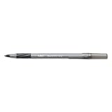 BIC Round Stic Grip Xtra-Comfort Ballpoint Pens, Medium Point, 1.2 mm, Gray Barrel, Black Ink, Pack Of 12 Pens