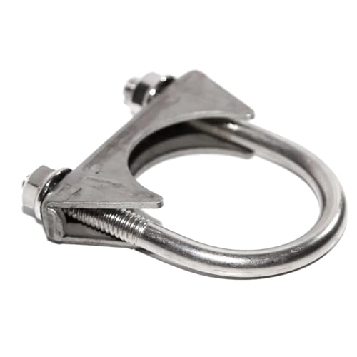 Universal 1.88 Inch U-Bolt Exhaust Clamp, Heavy Duty Stainless Steel Saddle Style Fastener for Automotive Exhaust Pipe Sleeve Joint and Connection