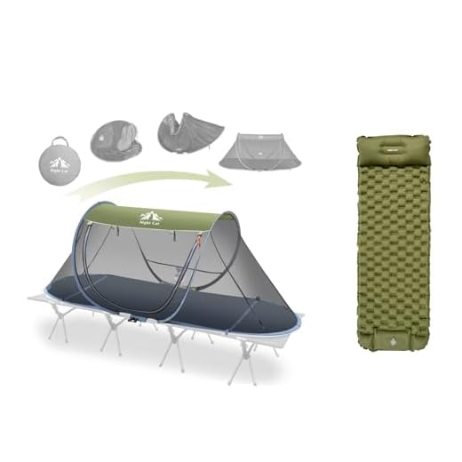 Night Cat Pop-up Mosquito Tent: 1 Person Camping Tent with Bug Screen Net with Sleeping Pad Adults Kids Fits with Camping Cot (Exclueded) Tent Combo Set