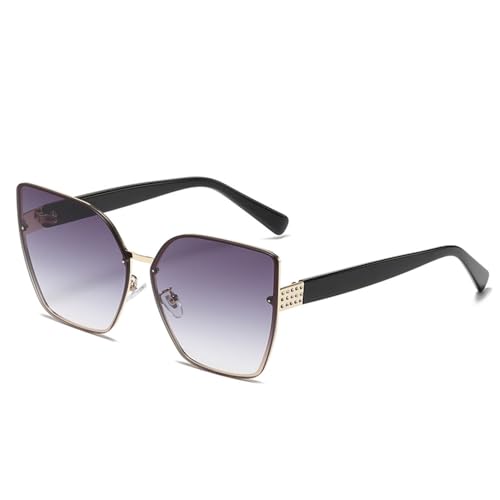 Lunettes de soleil carrées vintage sans cadre rectangle noir pour femmes LVTFCO