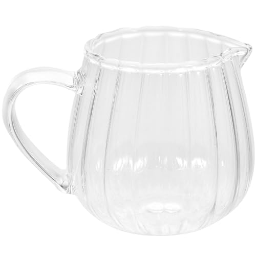 Hemoton Glass Creamer Pitcher with Handle Elegant Wave Shaped Crystal Glass Creamer Coffee Pitcher Serving Pitcher Sauce Pitcher Milk Creamer Jug for Kitchen 155ml/5 OZ