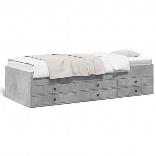 Gecheer Divano Letto con Cassetti Grigio Cemento 90x190 cm Multistrato,Struttura,Telaio,Letto,Giroletto,Singolo,Matrimoniale,Struttura Letto,Moderna,Letto con Doghe,J3280884