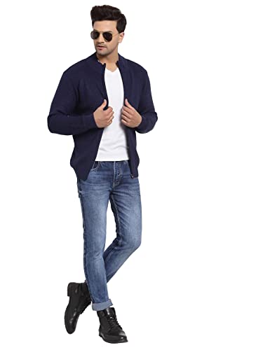 Image of Style Quotient Men Navy Blue Solid
