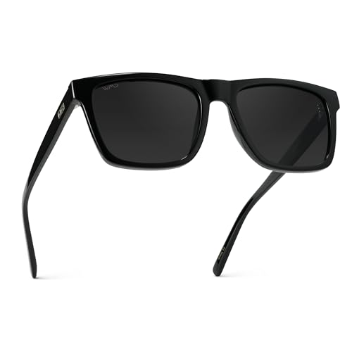 WMP Eyewear - Modern Square Sunglasses for Men, Lightweight Acetate, Polarized Lenses, 100% UVA/UVB Protection