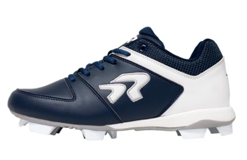 Ringor Flite Softball Cleats for Women - Lightweight and Durable Women's Molded Softball Shoes - Navy & White - Size 8.5