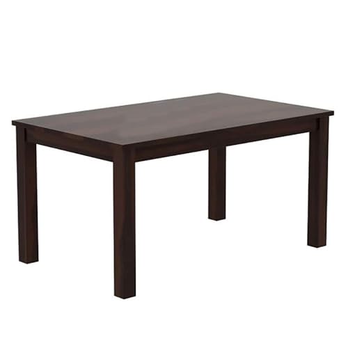 Image of Solid Sheesham Wood 6 Seater Dining Table with 4 Cushion Chairs and 1 Bench for Living Room Home Office Dining Room Wooden Furniture Dinner Table Set (Walnut Finish)