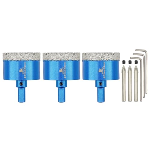 Dry Diamond Core Drill Bit with Pilot Bit - 2" inch Diamond Tile Hole Saw with Triangle Shank for Porcelain Tile Ceramic Stone Granite Marble(3pcs)