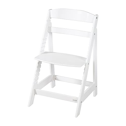 roba Babyhochstuhl Sit Up Flex - Mitwachsender Hochstuhl aus Holz - Verstellbarer Kinderhochstuhl mit Schrittgurt - ab 6 Monaten bis 70 kg - Weiß