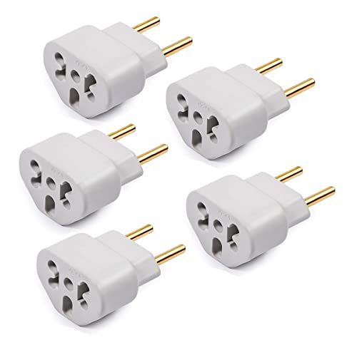 Kit com 05 Adaptadores De Tomada Plug Para 10a e 20a Até 250v T Bob Love - Plugue Bivolt 110v 220v B