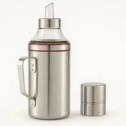 Vinzesta Stainless Steel Oil Dispenser bottle with nozzle for kitchen 1 litre | Oil pourer, oil pot, oil can with handle | Cooking oil container for home and restaurant use (500 ml)