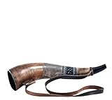 Viking War Horn - 16' Genuine Ox-Horn Battle Trumpet - Premium Hand Engraved