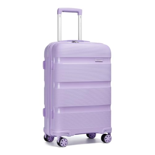 Image of Kono 24 Inch Hard Shell PP Luggage, 4 Spinner Wheels Suitcase, Purple | Lightweight & Anti-Scratch Checked-Medium Travel Trolley with TSA Lock for Travel Trips