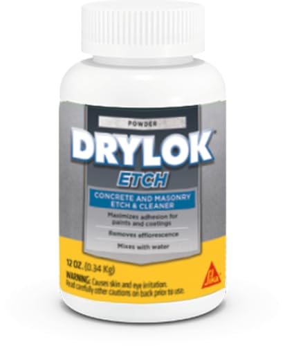 Drylok UGL White Powder Concrete and Masonry Etch & Cleaner - Prepares Interior/Exterior Masonry and Concrete for Waterproofing and Painting - 12 Ounce