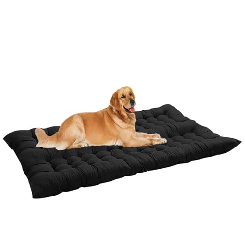 ping bu Extra großes Hundebett, beruhigende Haustier-Matratze, waschbar, Anti-Angst, große Hundematratze, Kissen, Haustierbetten für mittelgroße und große Hunde (Schwarz, 100 x 50 cm)