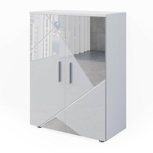 Vicco Meuble Salle de Bain Irma, Blanc Brillant avec Inserts, 60x81cm