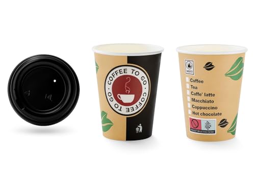 PACKEO 100 Premium Kaffeebecher 200ml und Deckel weiß Pappbecher Coffee to go 0,2l Hartpapierbecher Pappbecher für Kalt- und Heißgetränke