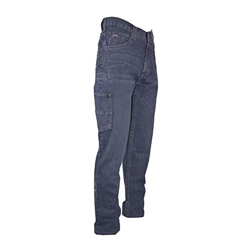 Lapco FR P-INDM10U 36X30 100% Cotton Flame-Resistant Utility Jeans,Cotton, 36" x 30", Medium Washed Denim (2