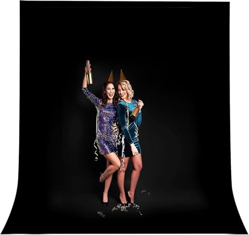 CPLIRIS 10x20ft Black Backdrop for Photography, Dual-Size Dual-Pocket Design Photo Booth Background for Portrait Photoshoot, Party and Video with Both Options of 10 feet and 20 feet in Width